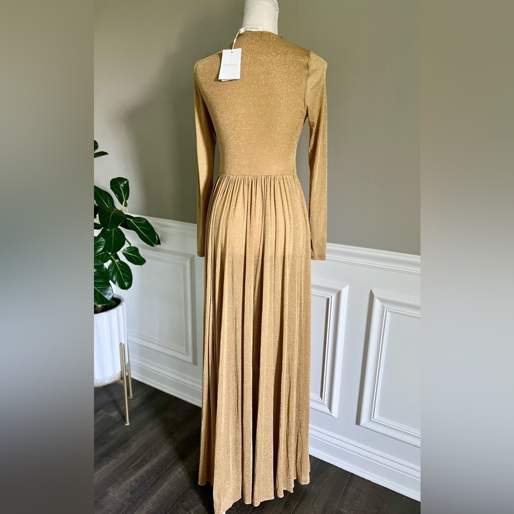 RUNWAY LOOK ZIMMERMANN Gold Lurex Lyrical Maxi Dress sz 1 NWT 2062$ - Picture 5 of 15